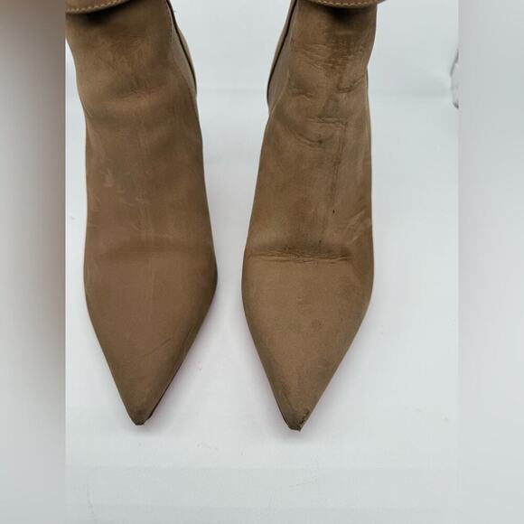 Christian Louboutin Brown/ Tan Suede leather CL chelsea Booty ankle boots EU 40 - Picture 7 of 16